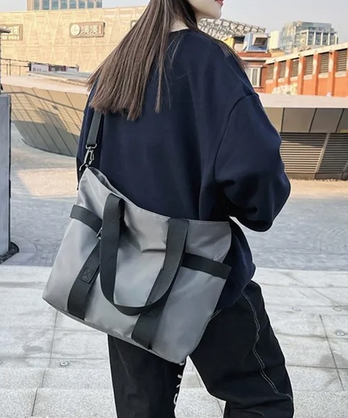 WESTBOY(ウエストボーイ)の「大容量 ユニセックス 軽量 ナイロン トートショルダーバッグ WO25W10BG11(トートバッグ・メンズ・ブラック/グレー・FREE)」の14枚目の写真