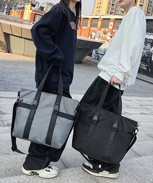WESTBOY(ウエストボーイ)の「大容量 ユニセックス 軽量 ナイロン トートショルダーバッグ WO25W10BG11(トートバッグ・メンズ・ブラック/グレー・FREE)」の3枚目の写真