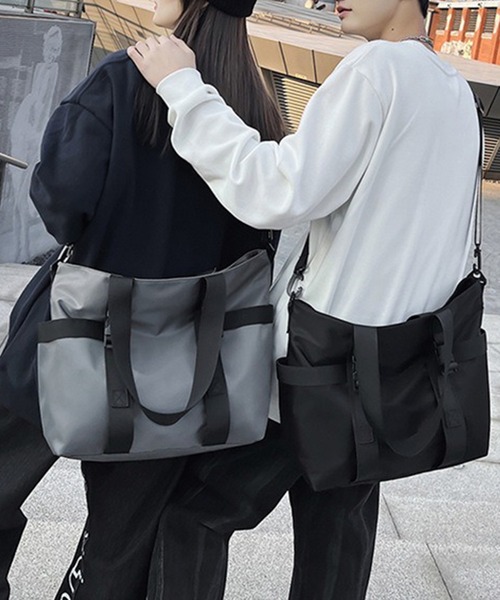 WESTBOY(ウエストボーイ)の「大容量 ユニセックス 軽量 ナイロン トートショルダーバッグ WO25W10BG11(トートバッグ・メンズ・ブラック/グレー・FREE)」の5枚目の写真