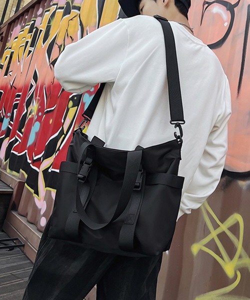 WESTBOY(ウエストボーイ)の「大容量 ユニセックス 軽量 ナイロン トートショルダーバッグ WO25W10BG11(トートバッグ・メンズ・ブラック/グレー・FREE)」の6枚目の写真