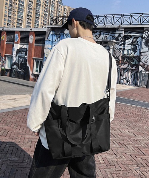 WESTBOY(ウエストボーイ)の「大容量 ユニセックス 軽量 ナイロン トートショルダーバッグ WO25W10BG11(トートバッグ・メンズ・ブラック/グレー・FREE)」の7枚目の写真