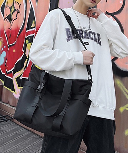 WESTBOY(ウエストボーイ)の「大容量 ユニセックス 軽量 ナイロン トートショルダーバッグ WO25W10BG11(トートバッグ・メンズ・ブラック/グレー・FREE)」の8枚目の写真