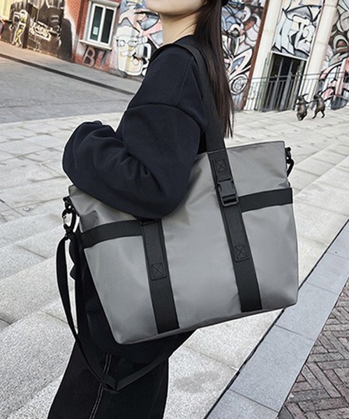 WESTBOY(ウエストボーイ)の「大容量 ユニセックス 軽量 ナイロン トートショルダーバッグ WO25W10BG11(トートバッグ・メンズ・ブラック/グレー・FREE)」の13枚目の写真