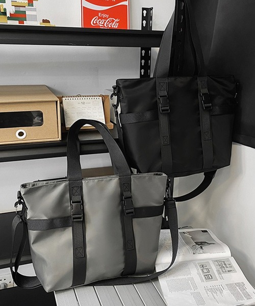 WESTBOY(ウエストボーイ)の「大容量 ユニセックス 軽量 ナイロン トートショルダーバッグ WO25W10BG11(トートバッグ・メンズ・ブラック/グレー・FREE)」の18枚目の写真