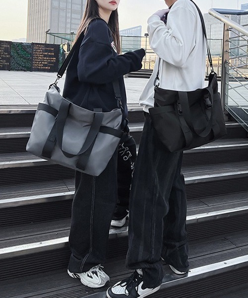 WESTBOY(ウエストボーイ)の「大容量 ユニセックス 軽量 ナイロン トートショルダーバッグ WO25W10BG11(トートバッグ・メンズ・ブラック/グレー・FREE)」の4枚目の写真