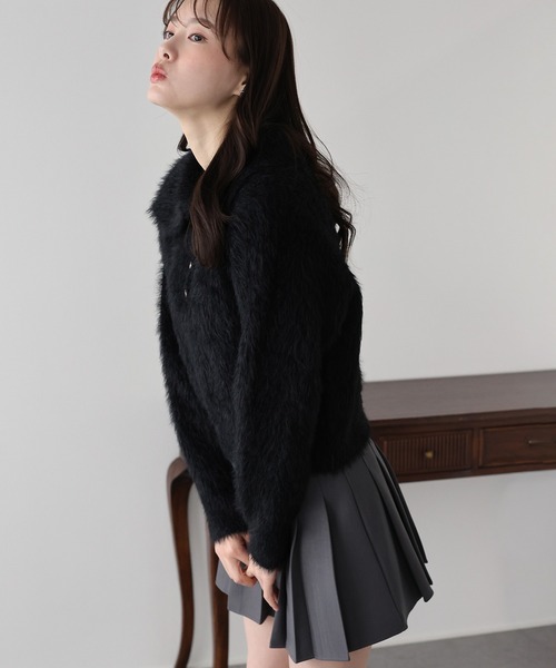 BLUEEAST（ブルーイースト）の「シャギーポロニット（ニット/セーター・レディース・グレー/ブラック/ベージュ・MEDIUM）」の17枚目の写真