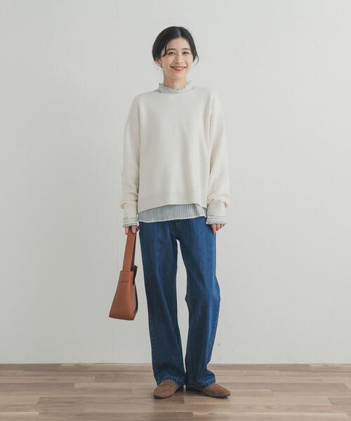 URBAN RESEARCH DOORS（アーバンリサーチドアーズ）の「ボートネックスムースプルオーバー（ニット/セーター・レディース・オフホワイト/パープル系その他/ブルー系その他/グレー・FREE）」の9枚目の写真