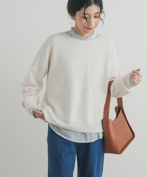 URBAN RESEARCH DOORS（アーバンリサーチドアーズ）の「ボートネックスムースプルオーバー（ニット/セーター・レディース・オフホワイト/パープル系その他/ブルー系その他/グレー・FREE）」の10枚目の写真