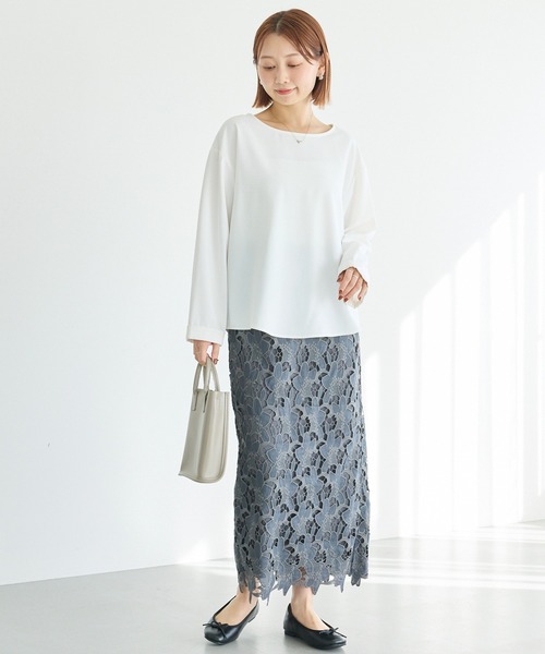 LAVEANGE(ラビアンジェ)の「刺繍レースナロースカート(スカート・レディース・チャコールグレー/アイボリー/ブラック・4L/3L/LL/L/M)」の10枚目の写真