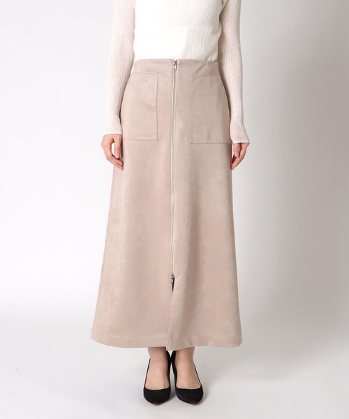 Jines(ジネス)の「ストレッチスエード フロントZIPスカート(スカート・レディース・グレー/ベージュ/モカ・38)」の19枚目の写真
