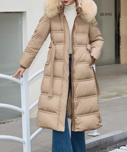 全方位美シルエット ファーフードロングダウンコート ダウンコート