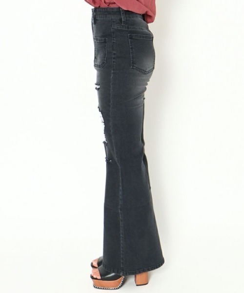 GORGE(ゴージ)の「《美脚×ストレッチ》レディース ダメージ フレアデニムパンツ 体型カバー オールシーズン(その他パンツ・レディース・ブルー/ブラック・S/M)」の5枚目の写真