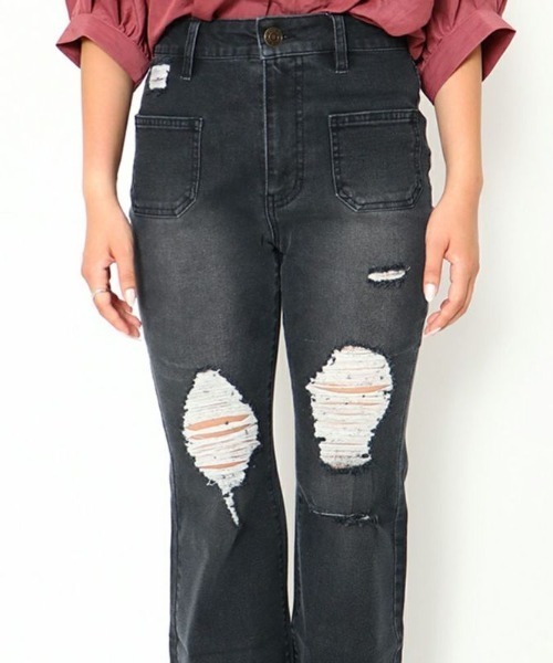GORGE(ゴージ)の「《美脚×ストレッチ》レディース ダメージ フレアデニムパンツ 体型カバー オールシーズン(その他パンツ・レディース・ブルー/ブラック・S/M)」の7枚目の写真