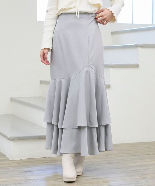 MAJESTIC LEGON（マジェスティックレゴン）の「キラキラレースアップマーメイドスカート（スカート・レディース・アイボリー/ピンクベージュ/ブラック/グレー・MEDIUM/SMALL）」の3枚目の写真