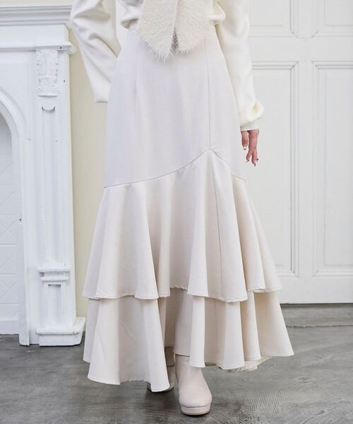 MAJESTIC LEGON（マジェスティックレゴン）の「キラキラレースアップマーメイドスカート（スカート・レディース・アイボリー/ピンクベージュ/ブラック/グレー・MEDIUM/SMALL）」の9枚目の写真