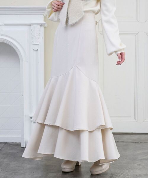 MAJESTIC LEGON（マジェスティックレゴン）の「キラキラレースアップマーメイドスカート（スカート・レディース・アイボリー/ピンクベージュ/ブラック/グレー・MEDIUM/SMALL）」の10枚目の写真