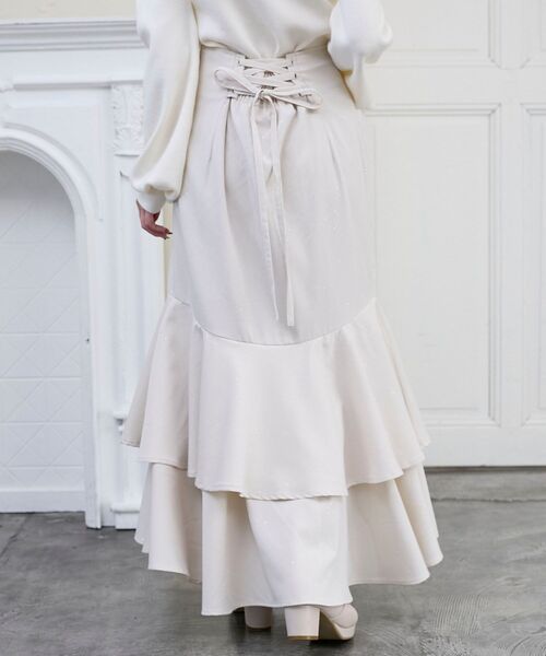 MAJESTIC LEGON（マジェスティックレゴン）の「キラキラレースアップマーメイドスカート（スカート・レディース・アイボリー/ピンクベージュ/ブラック/グレー・MEDIUM/SMALL）」の11枚目の写真