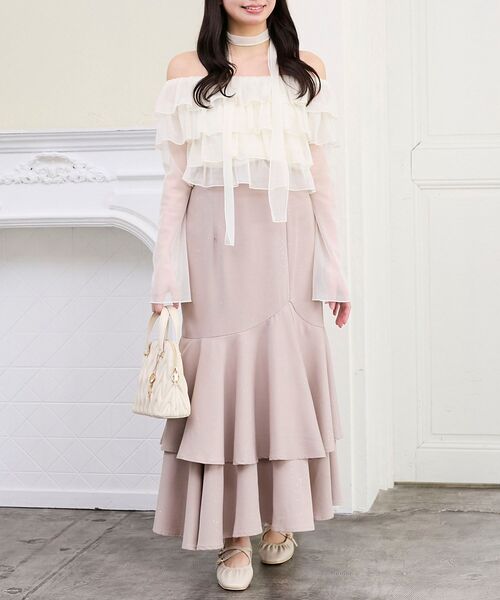 MAJESTIC LEGON（マジェスティックレゴン）の「キラキラレースアップマーメイドスカート（スカート・レディース・アイボリー/ピンクベージュ/ブラック/グレー・MEDIUM/SMALL）」の13枚目の写真