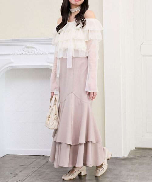 MAJESTIC LEGON（マジェスティックレゴン）の「キラキラレースアップマーメイドスカート（スカート・レディース・アイボリー/ピンクベージュ/ブラック/グレー・MEDIUM/SMALL）」の14枚目の写真