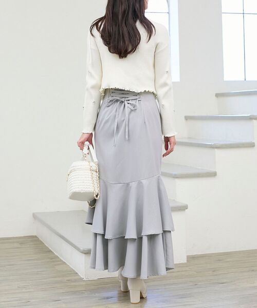 MAJESTIC LEGON（マジェスティックレゴン）の「キラキラレースアップマーメイドスカート（スカート・レディース・アイボリー/ピンクベージュ/ブラック/グレー・MEDIUM/SMALL）」の22枚目の写真