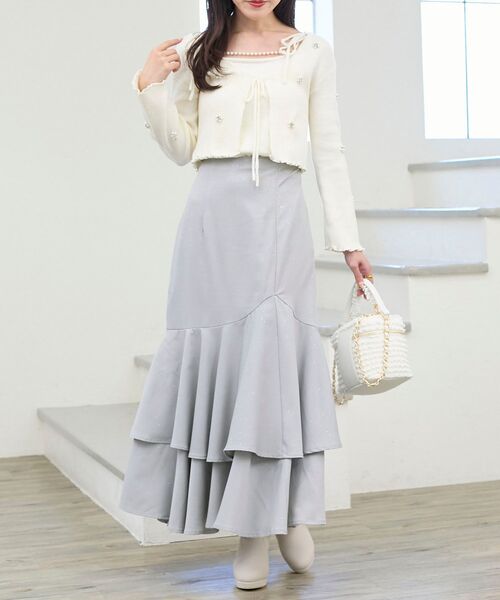 MAJESTIC LEGON（マジェスティックレゴン）の「キラキラレースアップマーメイドスカート（スカート・レディース・アイボリー/ピンクベージュ/ブラック/グレー・MEDIUM/SMALL）」の10枚目の写真