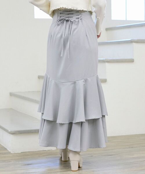 MAJESTIC LEGON（マジェスティックレゴン）の「キラキラレースアップマーメイドスカート（スカート・レディース・アイボリー/ピンクベージュ/ブラック/グレー・MEDIUM/SMALL）」の15枚目の写真