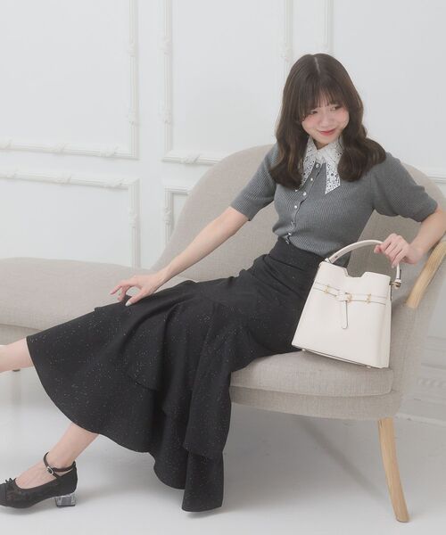 MAJESTIC LEGON（マジェスティックレゴン）の「キラキラレースアップマーメイドスカート（スカート・レディース・アイボリー/ピンクベージュ/ブラック/グレー・MEDIUM/SMALL）」の19枚目の写真