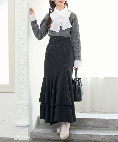 MAJESTIC LEGON（マジェスティックレゴン）の「キラキラレースアップマーメイドスカート（スカート・レディース・アイボリー/ピンクベージュ/ブラック/グレー・MEDIUM/SMALL）」の20枚目の写真