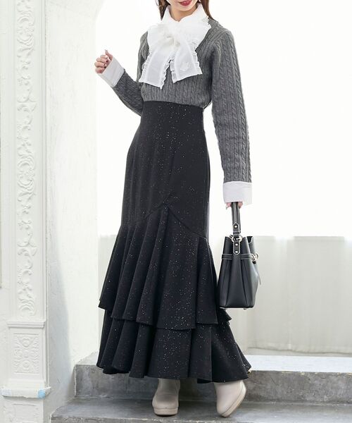 MAJESTIC LEGON（マジェスティックレゴン）の「キラキラレースアップマーメイドスカート（スカート・レディース・アイボリー/ピンクベージュ/ブラック/グレー・MEDIUM/SMALL）」の21枚目の写真