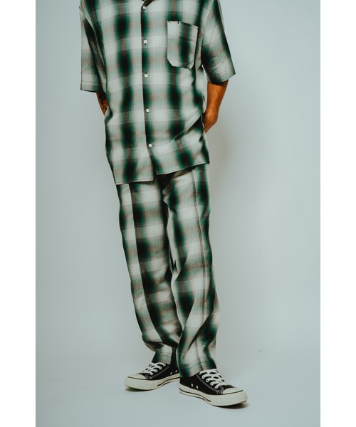 BIG MIKE(ビッグマイク)の「BIG MIKE ビッグマイク / セットアップ対応 レーヨン混 オンブレチェック ワイドイージーパンツ / 102617601 102617602(その他パンツ・メンズ・ホワイト×グリーン/ブラック×ホワイト・MEDIUM/X-LARGE/LARGE)」の14枚目の写真