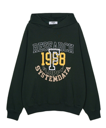 Volume Layered F Lettering Hoodie Forest Green