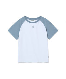 クロエ ラグラン ロゴTシャツ-ブルーグレー