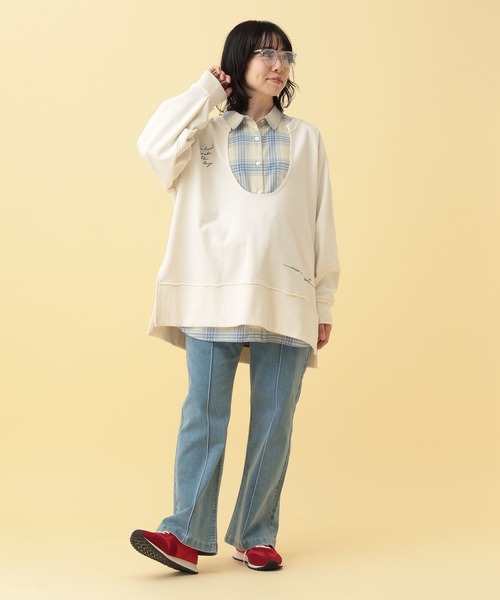 LEPSIM（レプシィム）の「【産前・産後対応】マタニティ／Uネックロゴ刺繍スウェット　634435（マタニティウェア/グッズ・レディース・ネイビー/アイボリー・FREE）」の11枚目の写真