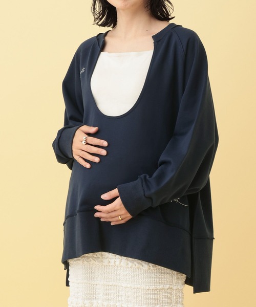 LEPSIM（レプシィム）の「【産前・産後対応】マタニティ／Uネックロゴ刺繍スウェット　634435（マタニティウェア/グッズ・レディース・ネイビー/アイボリー・FREE）」の14枚目の写真