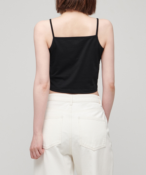 MUSINSA STANDARD WOMAN（ムシンサスタンダードウーマン）の「ウィメンズストリングクロップスリーブレストップ1パック[ブラック]（Tシャツ/カットソー・レディース・その他・LARGE/MEDIUM/SMALL/X-SMALL）」の2枚目の写真