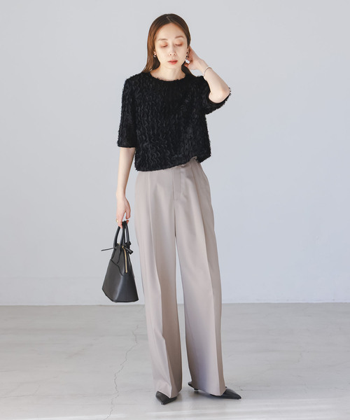 Noble（ノーブル）の「フェザーフリルハーフスリーブブラウス（シャツ/ブラウス・レディース・ホワイト/ブラック・FREE）」の16枚目の写真