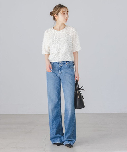 Noble（ノーブル）の「フェザーフリルハーフスリーブブラウス（シャツ/ブラウス・レディース・ホワイト/ブラック・FREE）」の22枚目の写真