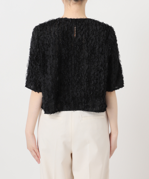 Noble（ノーブル）の「フェザーフリルハーフスリーブブラウス（シャツ/ブラウス・レディース・ホワイト/ブラック・FREE）」の6枚目の写真