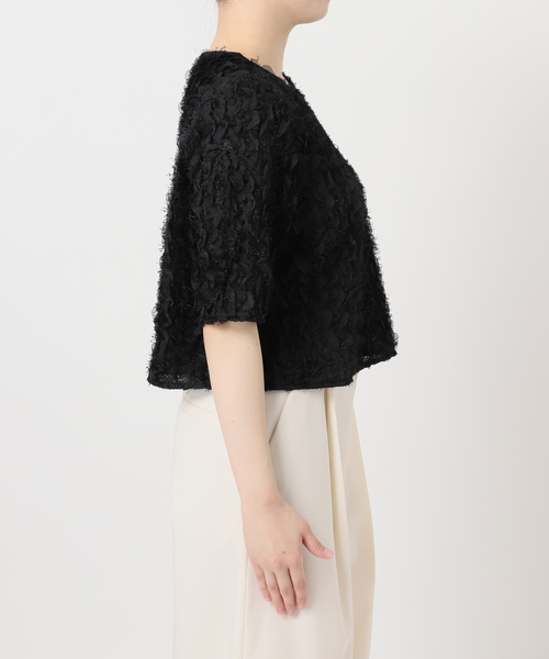 Noble（ノーブル）の「フェザーフリルハーフスリーブブラウス（シャツ/ブラウス・レディース・ホワイト/ブラック・FREE）」の7枚目の写真