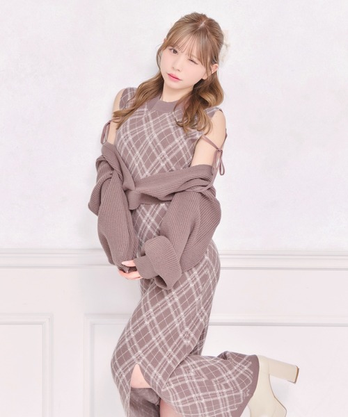 apres jour(アプレジュール)の「レイヤードニットロングワンピース(ワンピース・レディース・ブラック/ブラック系その他/スモークピンク・MEDIUM/SMALL/X-LARGE)」の3枚目の写真