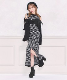 レイヤードニットロングワンピース
