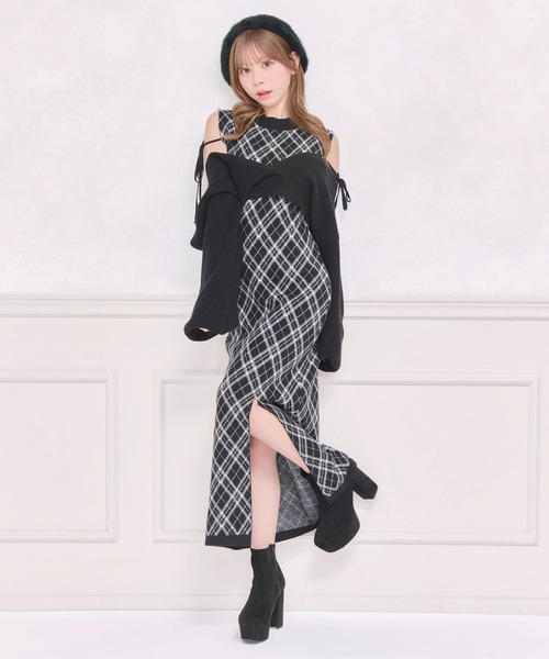 apres jour(アプレジュール)の「レイヤードニットロングワンピース(ワンピース・レディース・ブラック/ブラック系その他/スモークピンク・MEDIUM/SMALL/X-LARGE)」の2枚目の写真