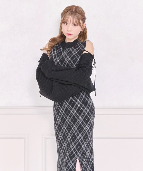apres jour(アプレジュール)の「レイヤードニットロングワンピース(ワンピース・レディース・ブラック/ブラック系その他/スモークピンク・MEDIUM/SMALL/X-LARGE)」の9枚目の写真