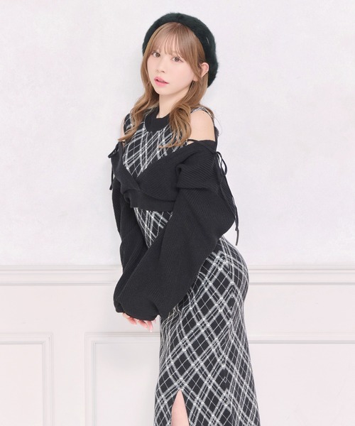 apres jour(アプレジュール)の「レイヤードニットロングワンピース(ワンピース・レディース・ブラック/ブラック系その他/スモークピンク・MEDIUM/SMALL/X-LARGE)」の5枚目の写真