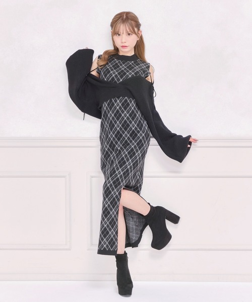 apres jour(アプレジュール)の「レイヤードニットロングワンピース(ワンピース・レディース・ブラック/ブラック系その他/スモークピンク・MEDIUM/SMALL/X-LARGE)」の12枚目の写真