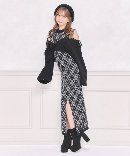 apres jour(アプレジュール)の「レイヤードニットロングワンピース(ワンピース・レディース・ブラック/ブラック系その他/スモークピンク・MEDIUM/SMALL/X-LARGE)」の8枚目の写真