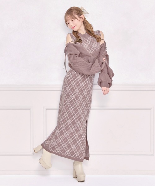 apres jour(アプレジュール)の「レイヤードニットロングワンピース(ワンピース・レディース・ブラック/ブラック系その他/スモークピンク・MEDIUM/SMALL/X-LARGE)」の17枚目の写真
