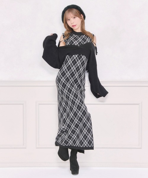 apres jour(アプレジュール)の「レイヤードニットロングワンピース(ワンピース・レディース・ブラック/ブラック系その他/スモークピンク・MEDIUM/SMALL/X-LARGE)」の7枚目の写真