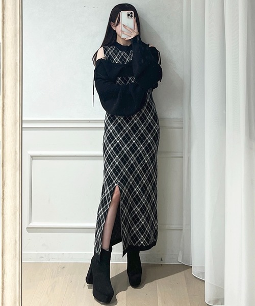 apres jour(アプレジュール)の「レイヤードニットロングワンピース(ワンピース・レディース・ブラック/ブラック系その他/スモークピンク・MEDIUM/SMALL/X-LARGE)」の19枚目の写真