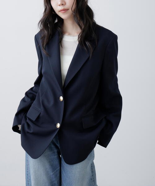 FREE'S MART(フリーズマート)の「◆〈セットアップ対応〉オーバーサイズシングルジャケット(テーラードジャケット・レディース・ネイビー/ベージュ系その他/ブラウン系その他・MEDIUM/SMALL)」の6枚目の写真